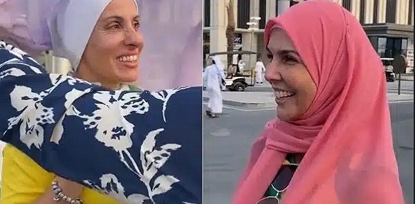 شاهد…مشجعات یقبلن على تجربه الحجاب أثناء الموندیال فی قطر